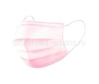Одноразовая медицинская трехслойная маска, розовая
