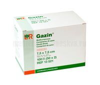 Марлевые салфетки LR Gazin (Газин) стерильные 8 слоев с Y-разрезом 7,5х7,5 см, 2 шт/уп, арт. 13521