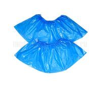 Бахилы полиэтиленовые особопрочные, голубые вид сбоку