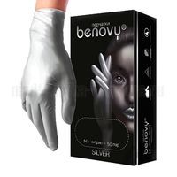 Нитриловые перчатки Benovy Nitrile TrueColor, серебряные