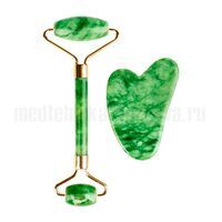 Набор нефритовый роллер-массажер для лица и скребок Гуаша AMG331 Gezatone