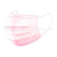 Одноразовая медицинская трехслойная маска, розовая