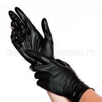 Перчатки виниловые Aviora, неопудренные, черные, 50 пар (размер S)