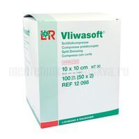 Нетканые салфетки LR Vliwasoft (Фливасофт) стерильные 4 слоя с Y-разрезом 10х10 см