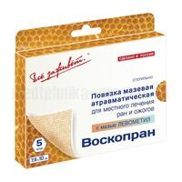 Повязка на рану Воскопран Левометил 7,5х10 см, мазевая, сетчатая, 1 шт.