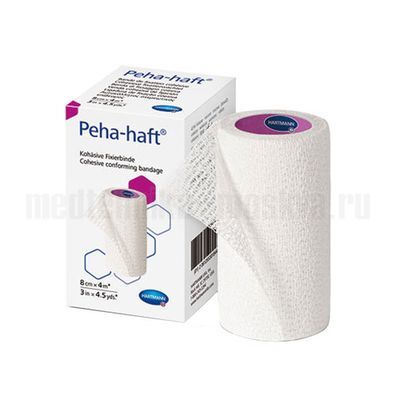 Бинт фиксирующий, эластичный, нестерильный, без латекса PEHA-Haft 4м×8 см, белый 932443