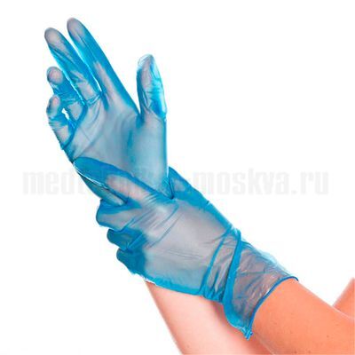 Виниловые перчатки Benovy Vinyl Multicolor, голубые