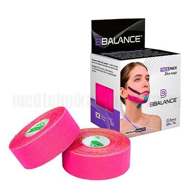 Кинезио тейп BBTape FACE PACK 2,5см х 5м (2 шт.), розовый