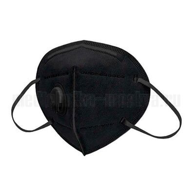 Медицинская маска-респиратор для лица KN95 черный с клапаном выхода