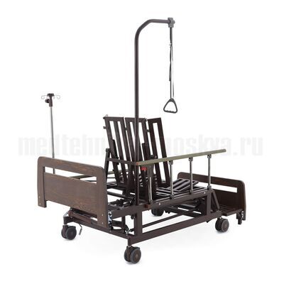 Кровать медицинская функциональная Med-Mos механическая Е-45A спинки ЛДСП с туалетным устройством, боковым переворачиванием, и функцией «кардиокресло», вид сзади