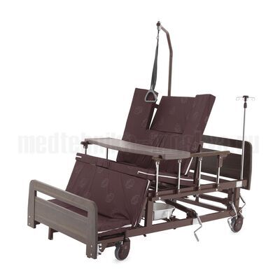 Кровать медицинская функциональная Med-Mos механическая Е-45A спинки ЛДСП с туалетным устройством, боковым переворачиванием, и функцией «кардиокресло»